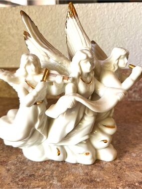 Mikasa White Porcelain Angel Figurine with Gold Accents